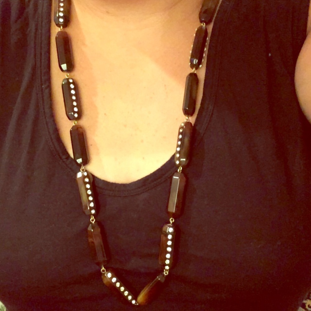 Jcrew Tortoise and Diamond Adjustable Necklace